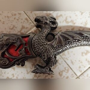 Japanese Fantasy Dragon Dagger Decorative Stainless Steel Curved Blade W/Sheath